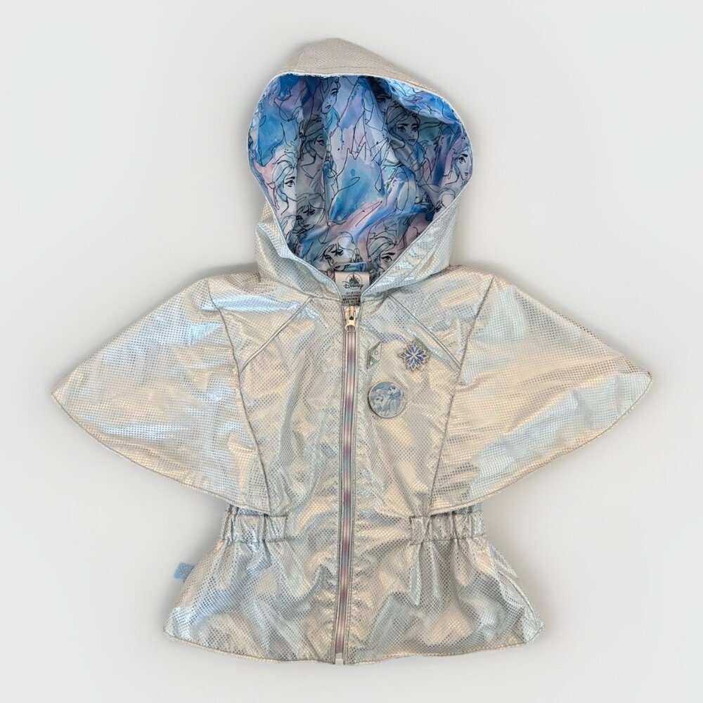 Disney Park Frozen Elsa Anna Cape Silver Jacket Size 4 Toddler Girl Parks Trip